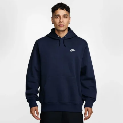 Nike Φούτερ με κουκούλα Club - Οψιδιανός/Λευκό