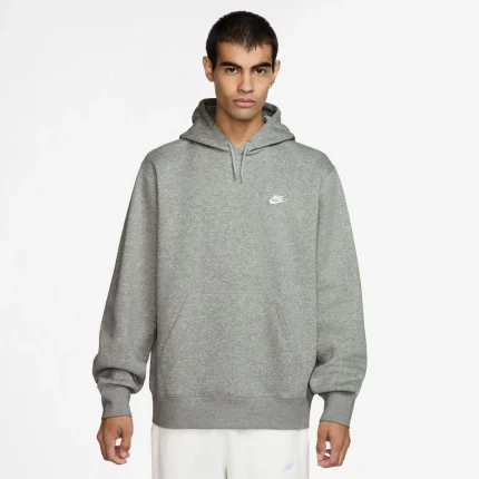 Nike Φούτερ με κουκούλα Club - Γκρι Χέδερ/Γκρι καπνού/Λευκό